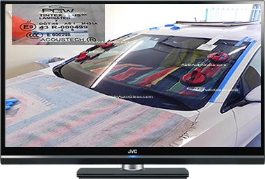 Able Auto Glass replaced this 2016 Volkswagen Golf front windshield here at our shop.  
The brand of glass is PGW, which was made in Mexico by Vitro.  The DOT on the Glass is DOT 46.  The windshield image was frame onto a JVC TV screen.